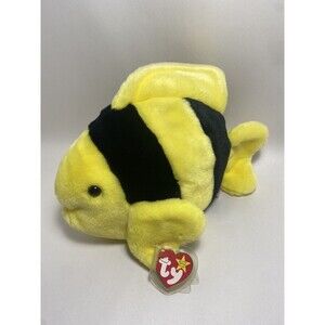 Vintage Ty Beanie Buddies Bubbles the Fish Plush Toy  1998 With Paper Hang Tag